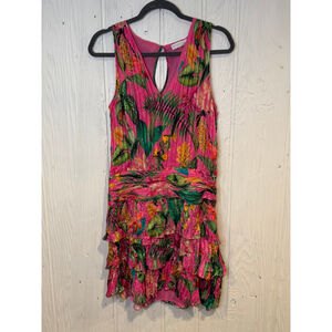 Ramy Brook Pink Tropical Print Mini Dress Size 8